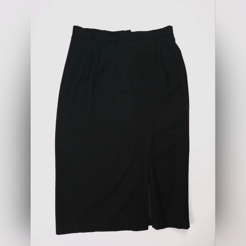 Sag Harbor 100% Wool Vintage Black Lined Midi Skirt Women's Medium